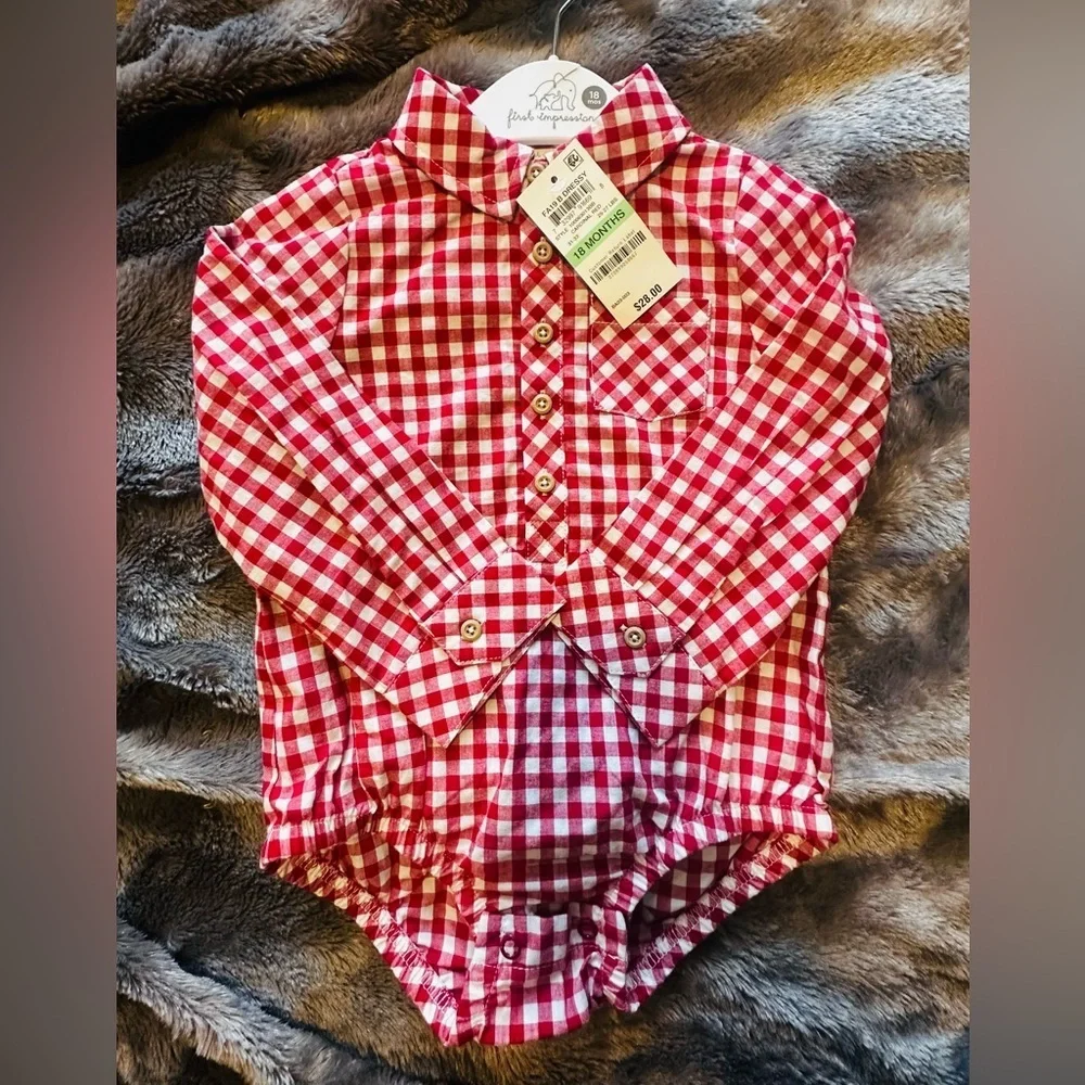 First Impressions Bold Red Sweater and Shirt Set